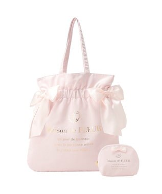 Maison de FLEUR 《セット商品》ダブルリボンギャザートート・ポーチ Light Pink