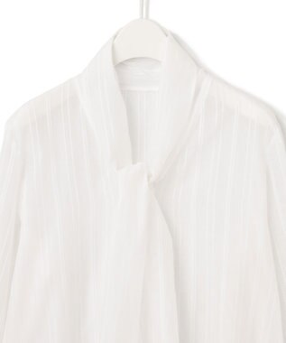 ICB L C/Siドビーストライプ ボウタイブラウス オフホワイト系