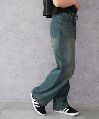 WEGO レースアップデニムパンツ デニム中濃加工色