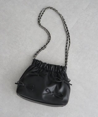 Green Parks ・ＱＵＯＮ　リボンチェーン巾着 Black