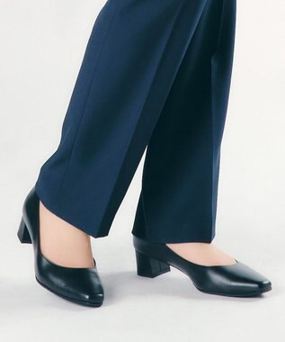 Dominic3 晴雨兼用 スクエアトゥ レザーパンプス ブラック