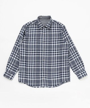 JOSEPH ABBOUD 【キングサイズ】リバーシブルチェック シャツ サックスブルー系