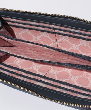 CLATHAS ワッフル　Lファスナー長財布 ネイビー