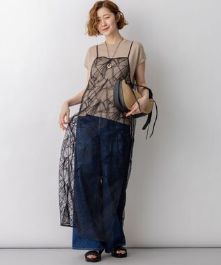 23区 【先行予約】刺繍レース キャミソールワンピース ブラック系