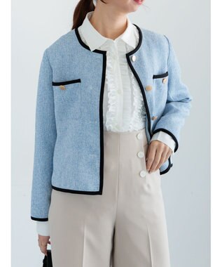 Te chichi ライトツイードバイカラージャケット《2026 spring catalog item》 ブルー