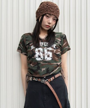 WEGO キーネックサイドレースアップちびT 柄5