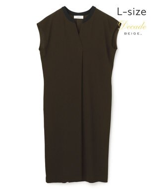 BEIGE， 【Lsize・セットアップ対応】CINDY / 配色ネック フレンチドレス Brown ×Black