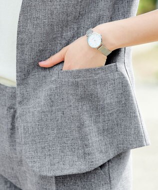 Tiaclasse 【洗える】  麻調半袖ジャケット グレージュ