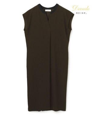 BEIGE， 【セットアップ対応】CINDY / 配色ネック フレンチドレス Brown ×Black