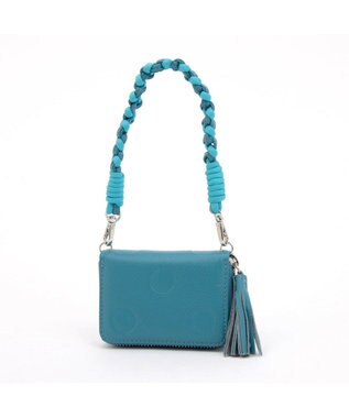 UNBILLION ペルケ perche / ドット型押し・ジャバラチャームウォレットショルダー サックスブルー