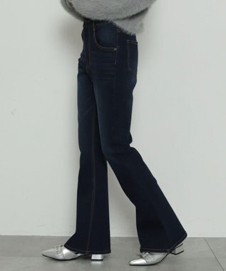 WEGO ストレッチフレアデニムパンツ デニム濃色
