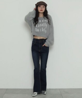 WEGO ストレッチフレアデニムパンツ デニム濃色