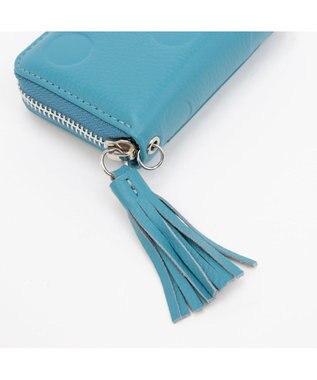 UNBILLION ペルケ perche / ドット型押し・ジャバラチャームウォレットショルダー サックスブルー