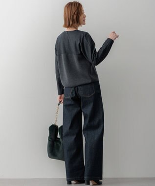 23区 S 【洗える】ウールミルドジャージー ビスチェライクコンビ カットソー グレー系