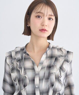 earth music&ecology フリルリボンブラウス Check