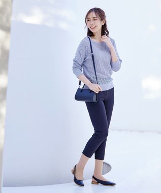 Tiaclasse 【洗える】透かし編みドルマンニットトップス ラベンダー