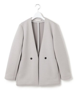 ICB L 【洗える】コンパクトWフェイス ノーカラージャケット ライトグレー系