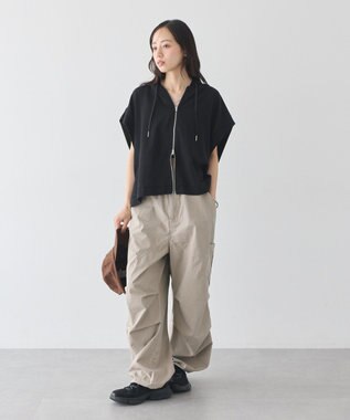earth music&ecology シアーダンボールフーディーベスト Black
