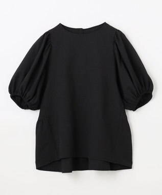 ANY サッカーギャザーバックペプラムブラウス ブラック