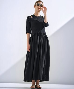 組曲 L 【組曲×setsuko sagittaire】ニットコンビドレス ブラック系