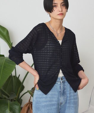 AMERICAN HOLIC シアーチェックカーディガン Dark Navy
