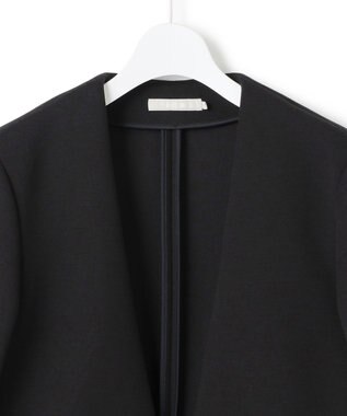 ICB L 【洗える】コンパクトWフェイス ノーカラージャケット ブラック系