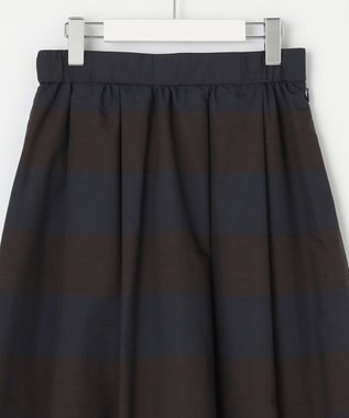 自由区 L 【カタログ掲載・洗える】スラブシャンタン スカート ネイビー×ブラウン