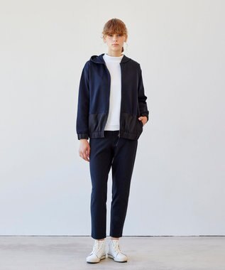 23区GOLF 【23Fondation/WOMEN】コンビ素材 フーディパーカー ブラック系