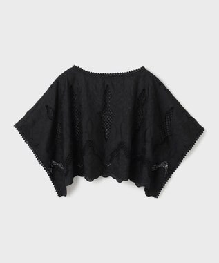 GRACE CONTINENTAL 刺繍ポンチョトップ ブラック