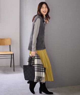 ANY L 【洗濯機可】フェザーニットベスト チャコール