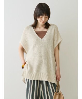 AMERICAN HOLIC リネンブレンドニットベスト Light Beige