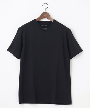 JOSEPH ABBOUD 【キングサイズ・オーガニックコットン使用】JOE COTTONサッカーVネック Tシャツ ブラック系