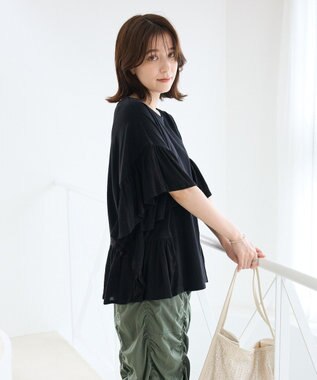 Green Parks 袖フレアドッキングカットプルオーバー Black