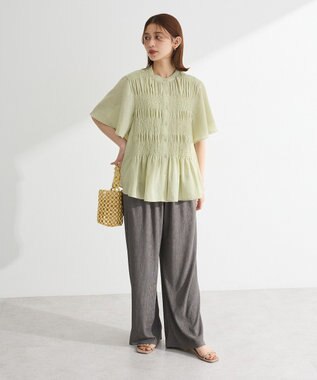 Green Parks ＳＥＴ２点マジョリカシャーリングブラウス＋タンク Light Green