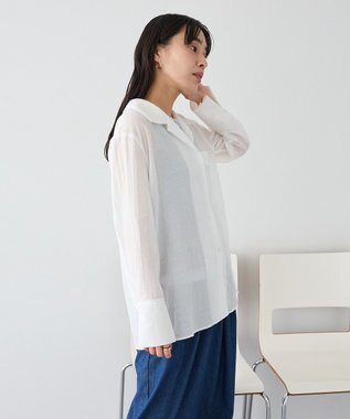CRAFT STANDARD BOUTIQUE シアーオープンカラーシャツ White