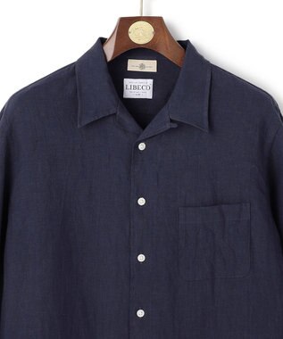 J.PRESS MEN 【LIBECO】リネンオープンカラー シャツ ネイビー系