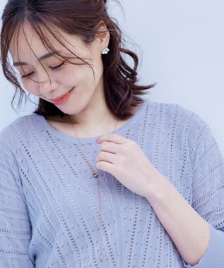 Tiaclasse 【洗える】透かし編みドルマンニットトップス ラベンダー