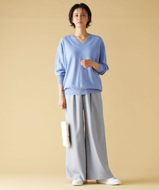 自由区 ウールサキソニーワイド パンツ ライトグレー系