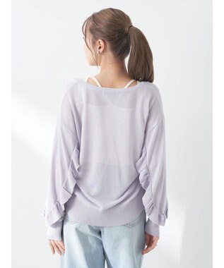 earth music&ecology 袖フリルシアーカーディガン Purple