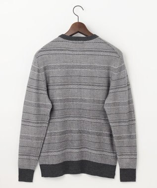 JOSEPH ABBOUD 【ストレッチ/スウェードタッチ/JAPANファブリック】ジャガード柄 プルオーバー ニット ライトグレー系3