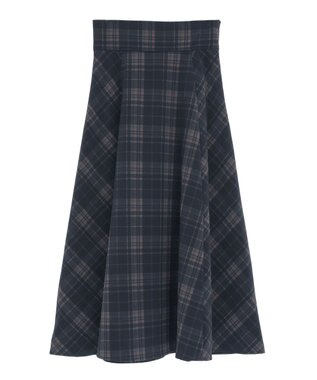 earth music&ecology バックレースアップチェックスカート Navy