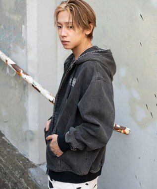 WEGO ワーカーズフードブルゾン デニムブラックソノタ