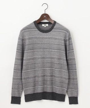 JOSEPH ABBOUD 【ストレッチ/スウェードタッチ/JAPANファブリック】ジャガード柄 プルオーバー ニット ライトグレー系3