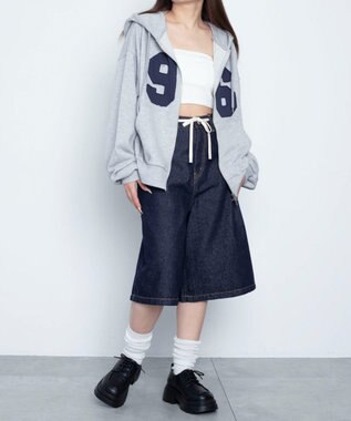 WEGO グラフィックZIPパーカー 杢グレー