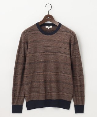 JOSEPH ABBOUD 【ストレッチ/スウェードタッチ/JAPANファブリック】ジャガード柄 プルオーバー ニット ベージュ系3