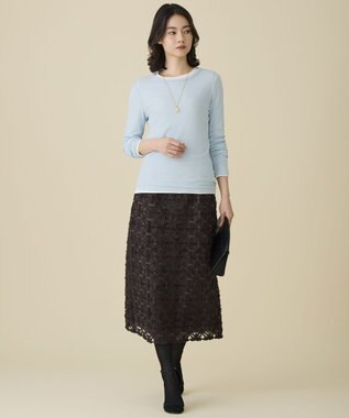 自由区 テープエンブロイダリー スカート ブラウン