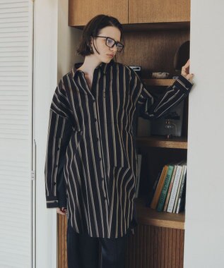 YECCA VECCA 2way袖デザインロングシャツ Stripe Black
