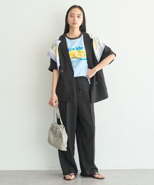 earth music&ecology 【セットアップ対応】リネンライクリラックスパンツ Black