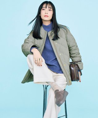 UNFILO 【自宅で洗濯OK / 軽量で暖かい】TAIONコラボ キルティングブルゾン カーキ