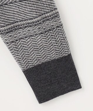 JOSEPH ABBOUD 【ストレッチ/スウェードタッチ/JAPANファブリック】ジャガード柄 プルオーバー ニット ライトグレー系3